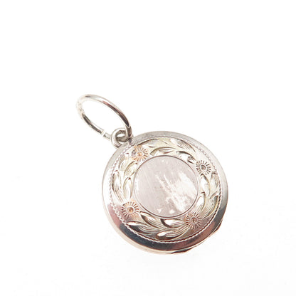 Binder Bros Sterling Silver 3-Tone Antique Art Deco Floral Locket Charm Pendant