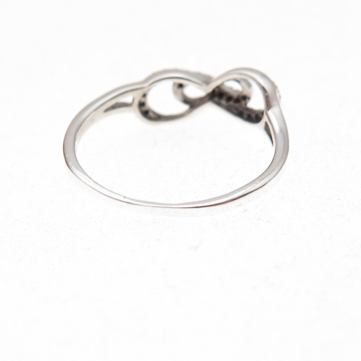 925 Sterling Silver Real Round-Cut Diamond Infinity Ring Size 7.75