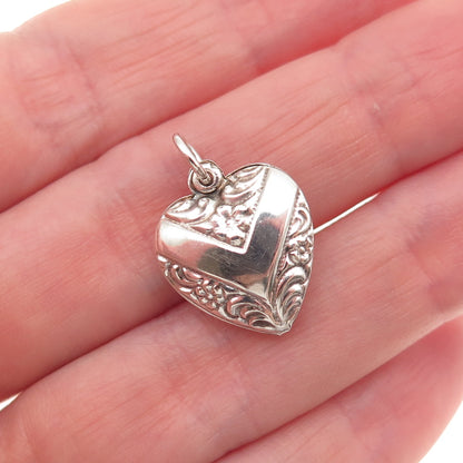 925 Sterling Silver Antique Art Deco V-Shape Chatelaine Heart Mini Charm Pendant