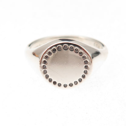 Pandora 925 Sterling Silver Round-Cut C Z Circle of Life Signet Ring Size 7