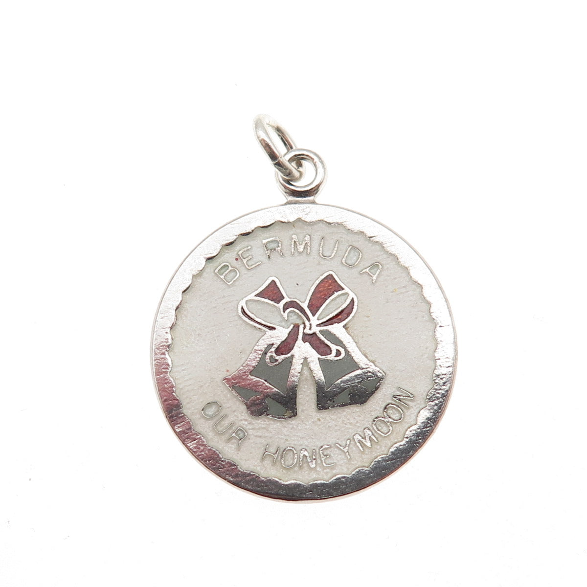 BREADNER CO. Sterling Silver Vintage Enamel Bermuda Our Honeymoon Charm Pendant
