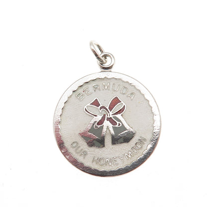 BREADNER CO. Sterling Silver Vintage Enamel Bermuda Our Honeymoon Charm Pendant