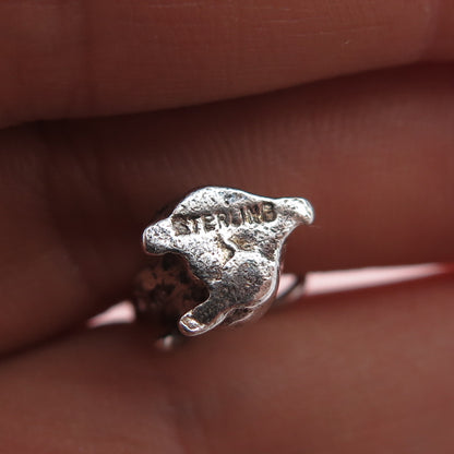 925 Sterling Silver Vintage Easter Bunny Oxidized Minimalist 3D Charm Pendant