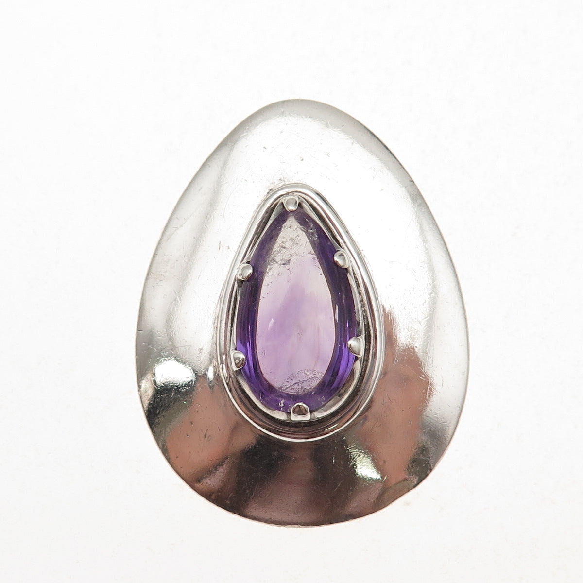 Los Ballesteros 925 Sterling Silver Vintage Mexico Amethyst Pin Brooch / Pendant