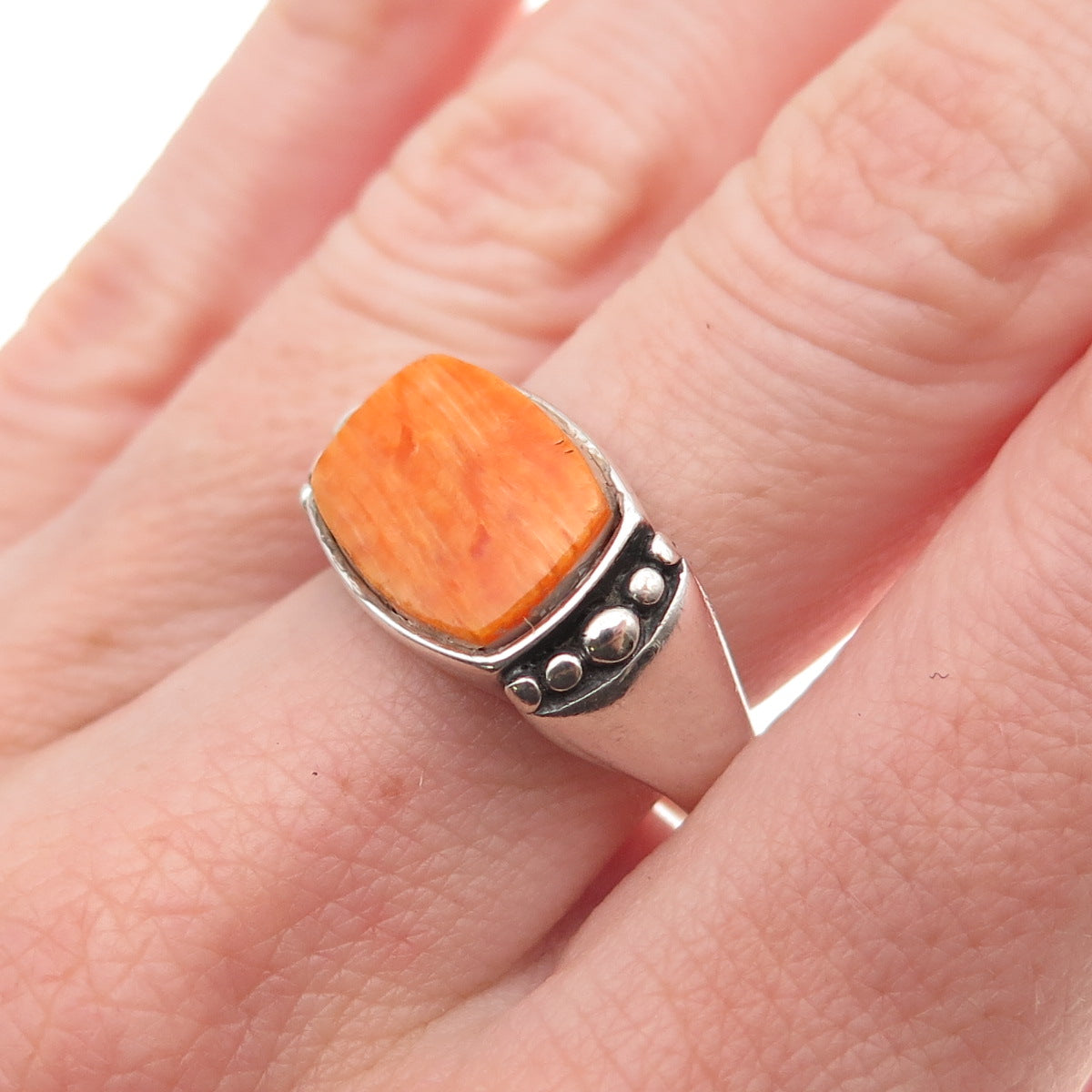 Waldeck 925 Sterling Silver Vintage Real Spiny Oyster Shell Ring Size 8.25