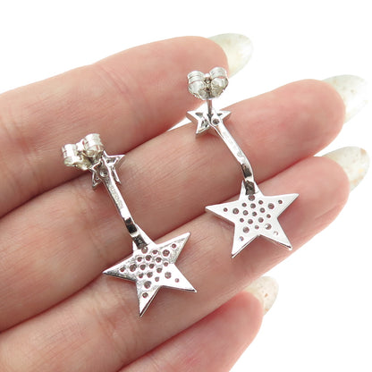 925 Sterling Silver Round-Cut C Z Star Interchangeable Earrings