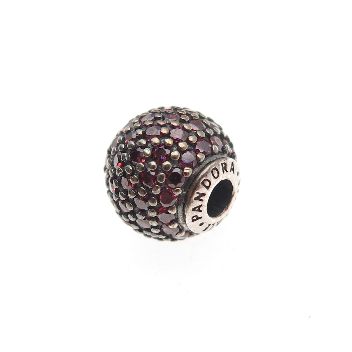 Pandora 925 Sterling Silver Purple C Z Essence Passion Slide Bead Charm