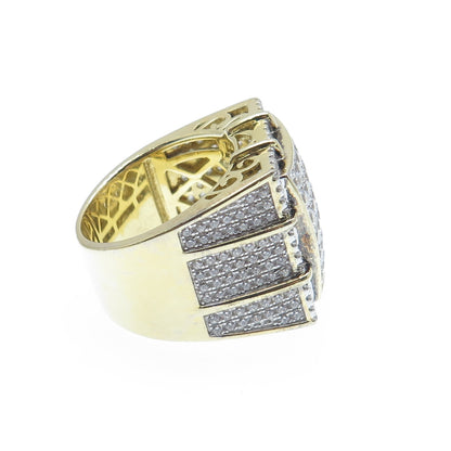 925 Sterling Silver Gold Plated Round-Cut Shaped C Z Sparkle Wide Ring Size 9.5