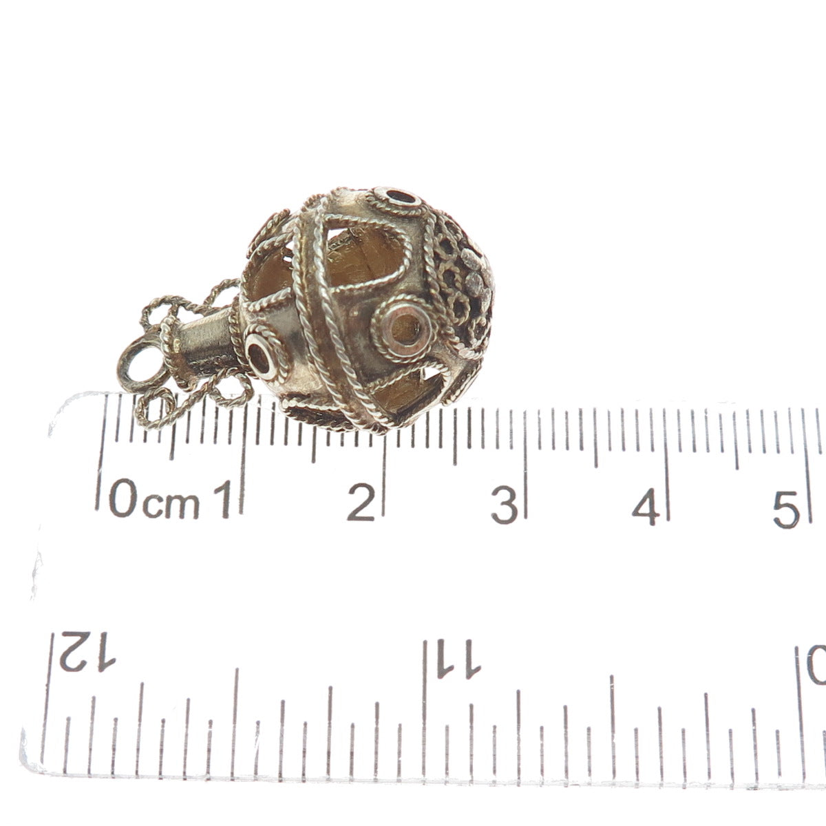 925 Sterling Silver Gold Plated Vintage Mexico Mayan Jar 3D Charm Pendant