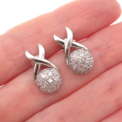 925 Sterling Silver Round-Cut C Z X-Shape Earrings