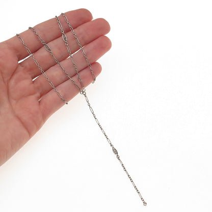 AC CO. 925 Sterling Silver Antique Art Deco Filigree Belly Chain Necklace 28"