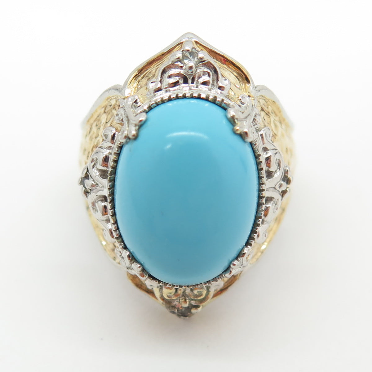 MICHAEL VALITUTTI Gems En Vogue Sterling 2-Tone Turquoise & Topaz Ring Size 7