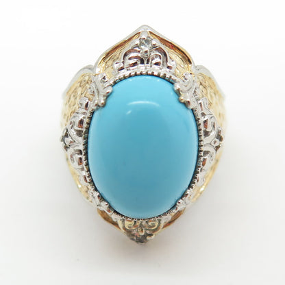 MICHAEL VALITUTTI Gems En Vogue Sterling 2-Tone Turquoise & Topaz Ring Size 7