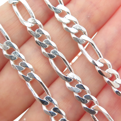 925 Sterling Silver Vintage Italy Figaro Chain Necklace 16"
