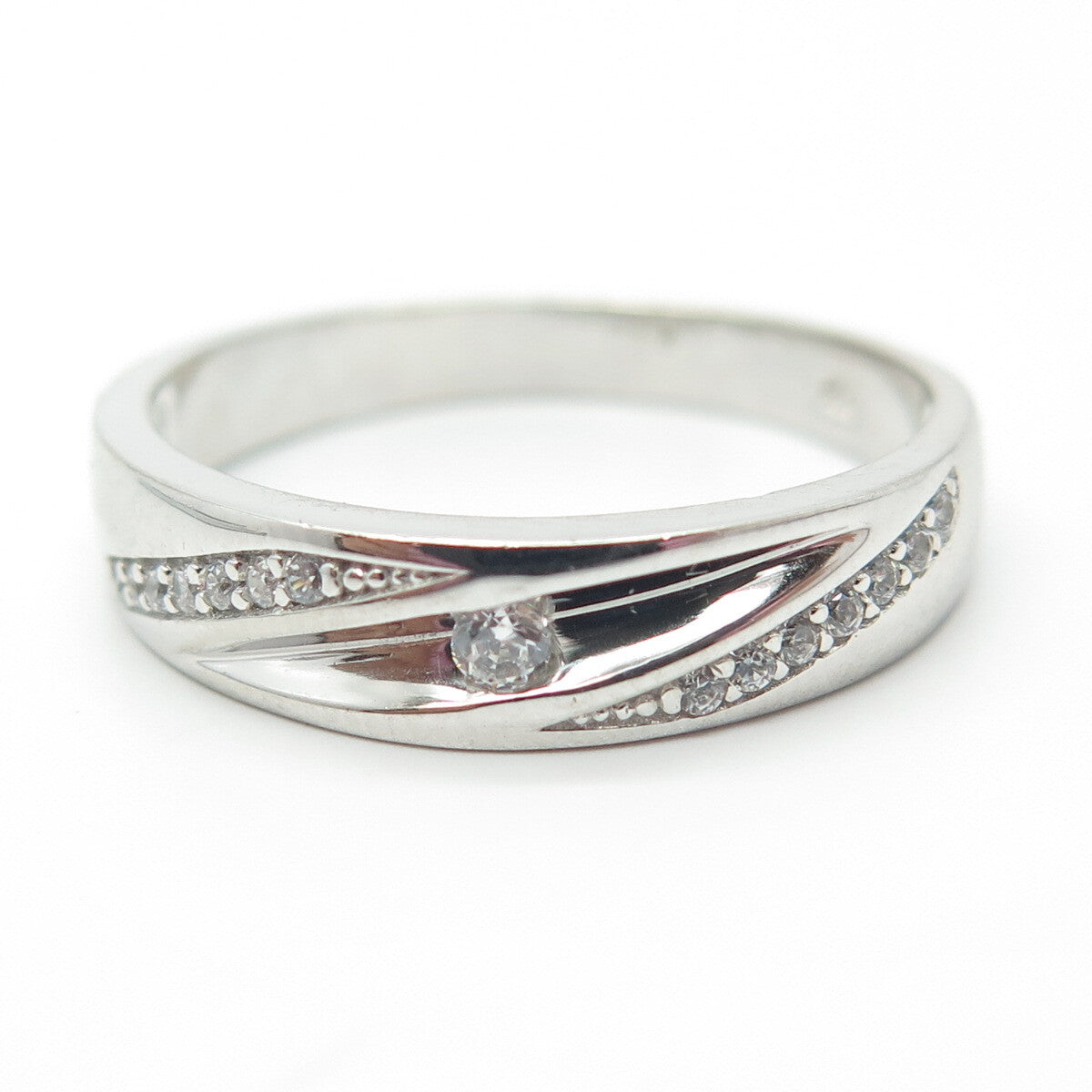 925 Sterling Silver Pave C Z Ring Size 11.25
