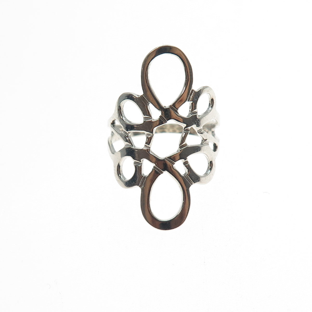 925 Sterling Silver Vintage Mexico Modernist Flower Ring Size 7