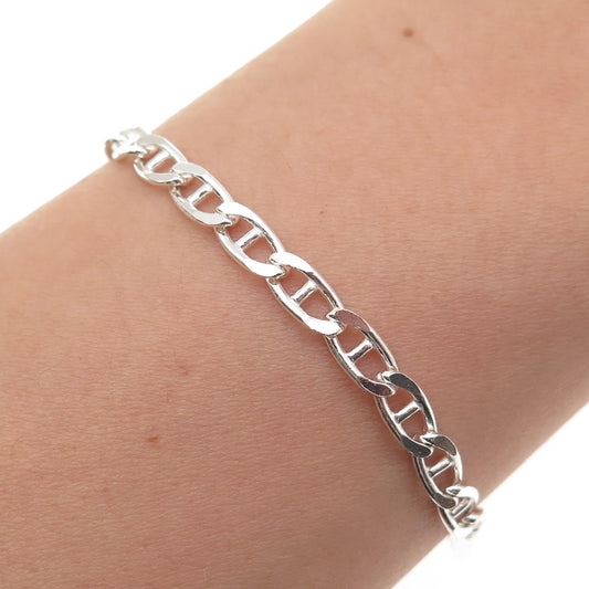925 Sterling Silver Italy Anchor Mariner Link Bracelet 6.75"