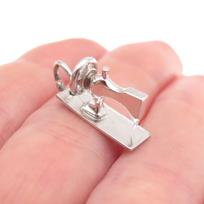 925 Sterling Silver Antique Art Deco Sewing Machine 3D Mini Charm Pendant