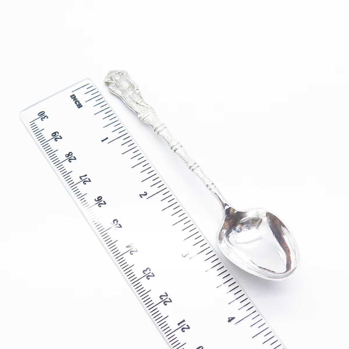 900 Silver Antique Vietnam Man & Bamboo Teaspoon