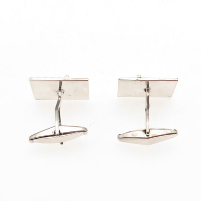 L&M Jewelry 925 Sterling Silver 14K Gold Vintage Ribbed Cufflinks