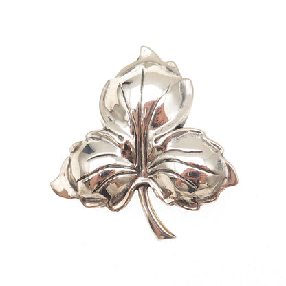 Danecraft 925 Sterling Silver Vintage Floral Leaf Oxidized Pin Brooch
