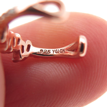 925 Sterling Silver Rose Gold Plated Round & Emerald-Cut C Z SINGLE Cuff Earring