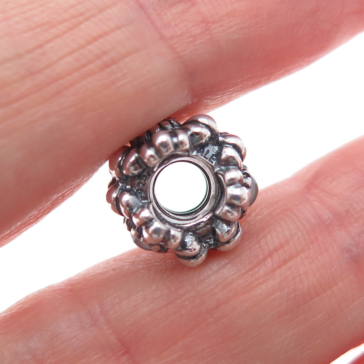 PANDORA Sterling Silver Real Moonstone Birthday Blooms April Slide Bead Charm
