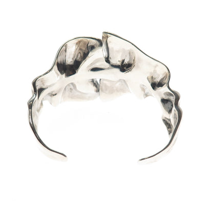 HAGIT GORALI Sterling Silver Vintage Ruby Modernist Adjustable Bracelet 6.75"