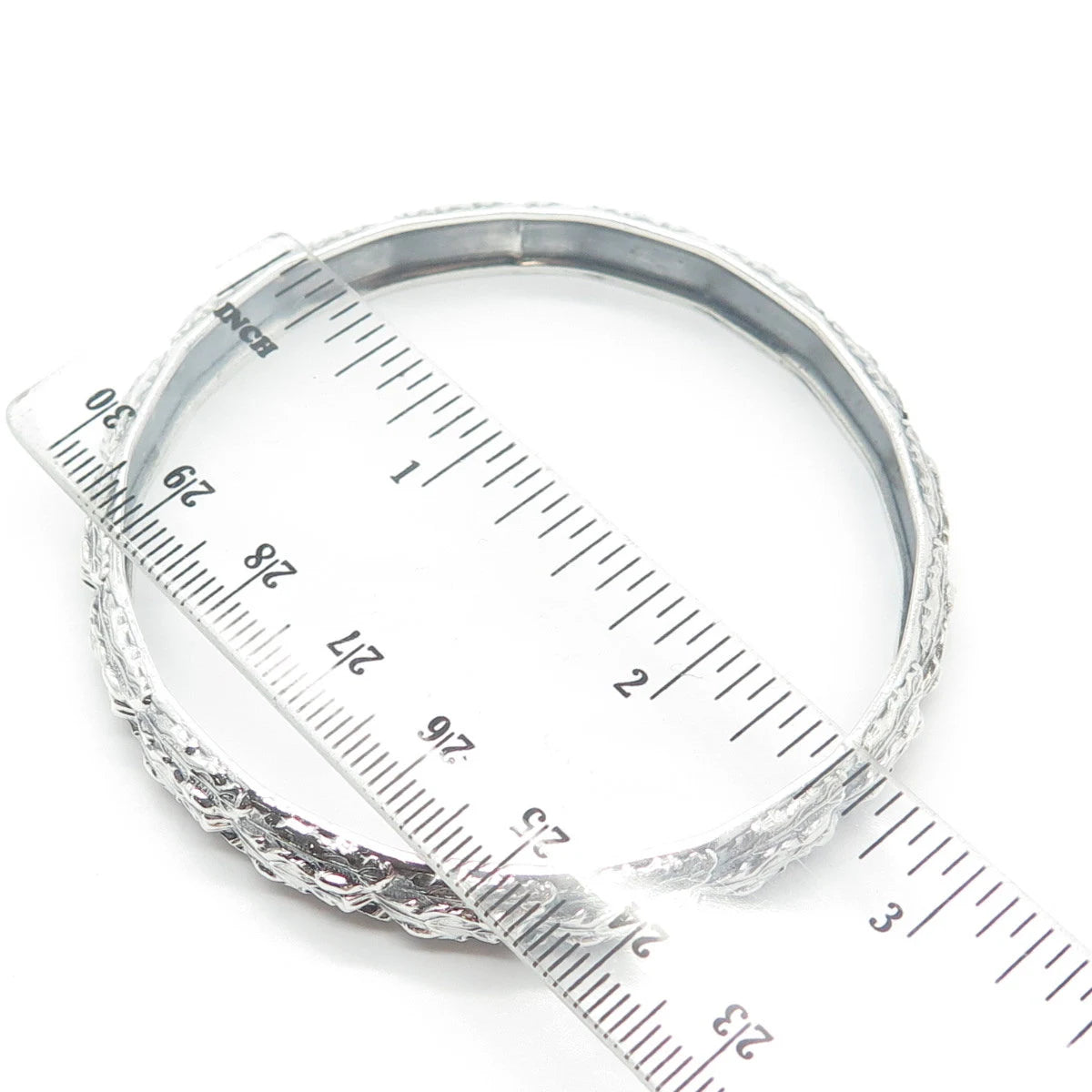 925 Sterling Silver Vintage Ornate Bangle Bracelet 7.5"