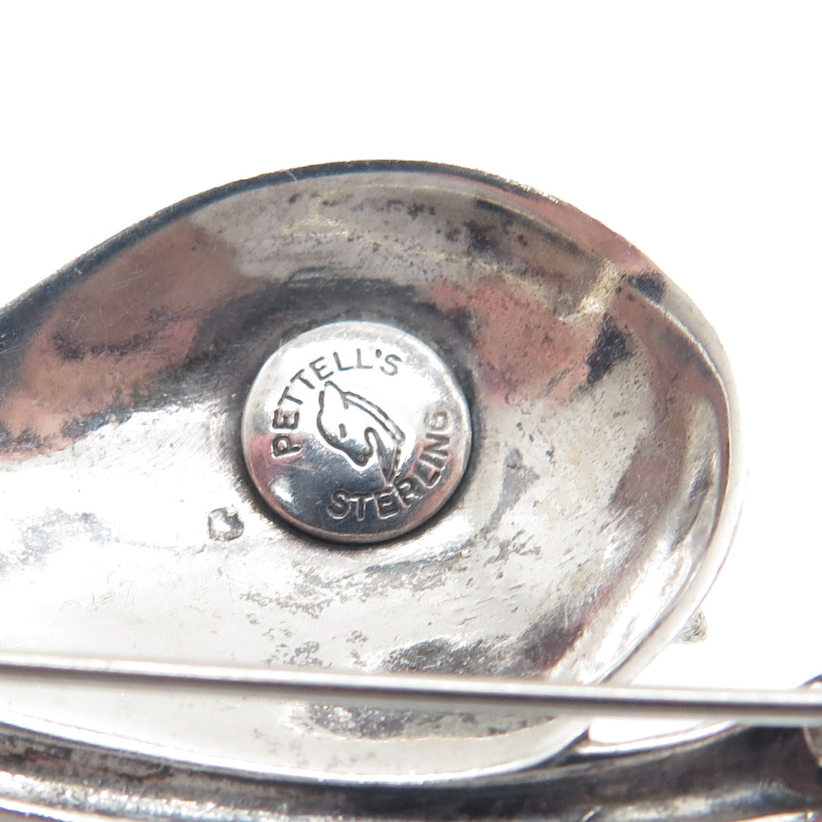 PETTELL'S 925 Sterling Silver Vintage Modernist Floral Leaf Pin Brooch