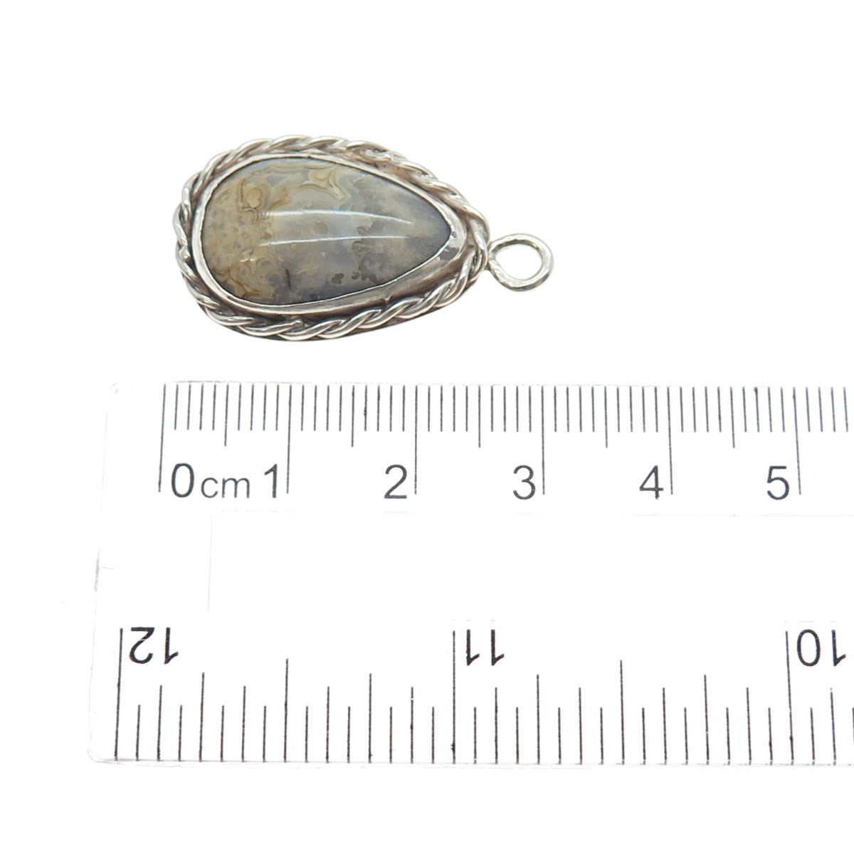 Old Pawn 925 Sterling Silver Vintage Southwestern Crazy Lace Agate Charm Pendant
