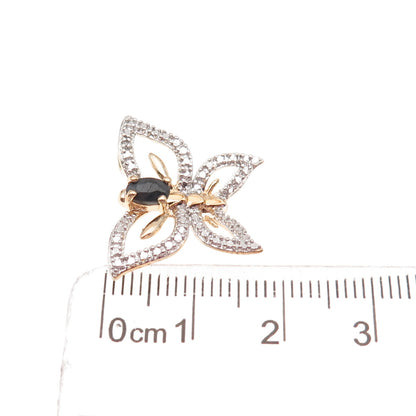 Ross Simons 925 Sterling Gold Plated Real Sapphire Butterfly Mini Slide Pendant
