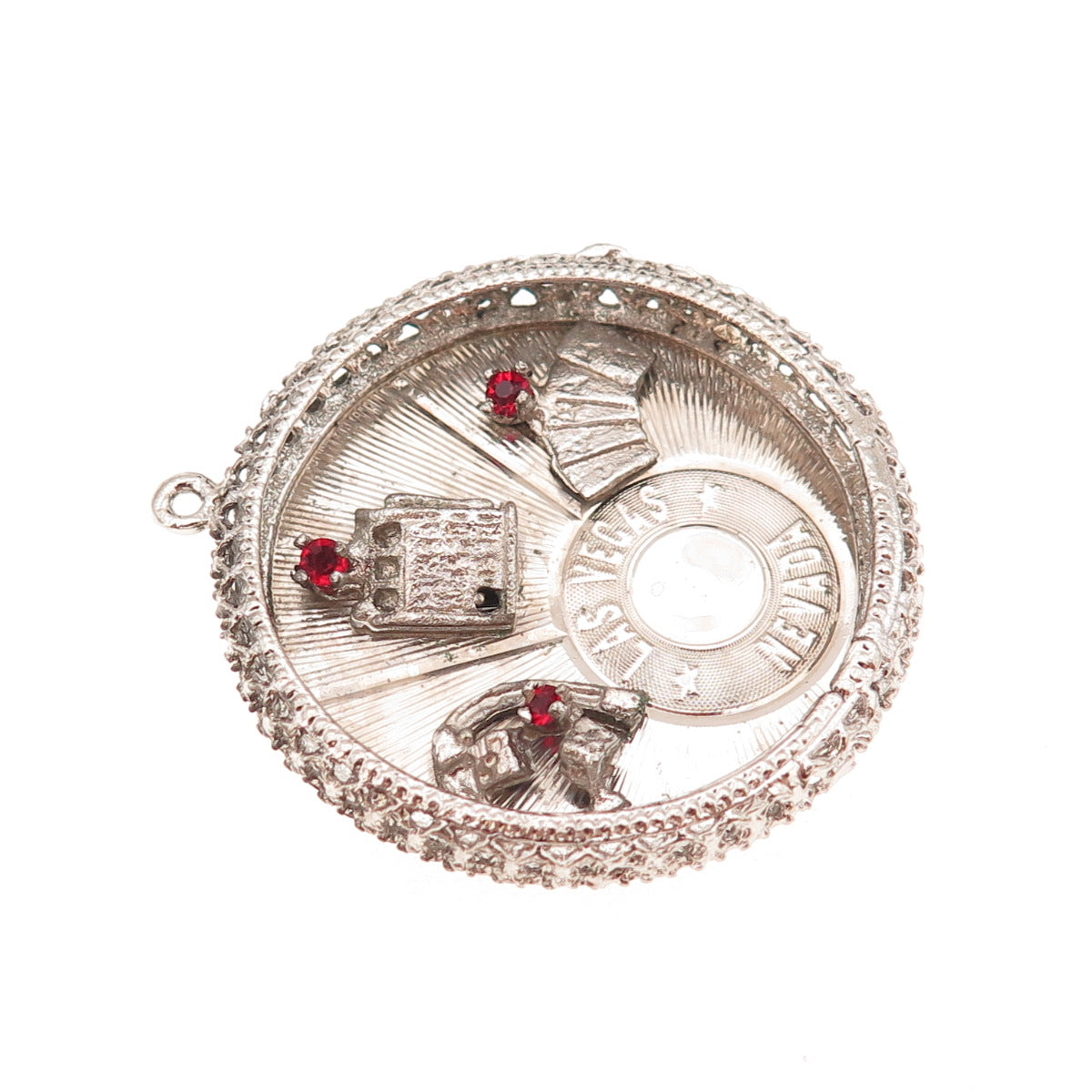 Art's Elegance 925 Sterling Silver Vintage Rhinestone Las Vegas Casino Pendant