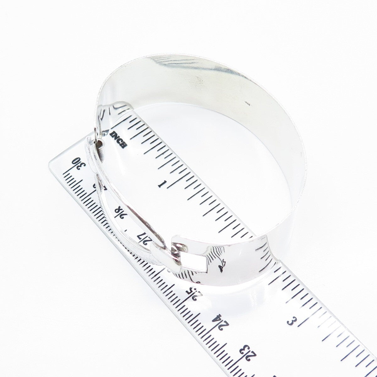 925 Sterling Silver Vintage Wide Bangle Bracelet 6.5"