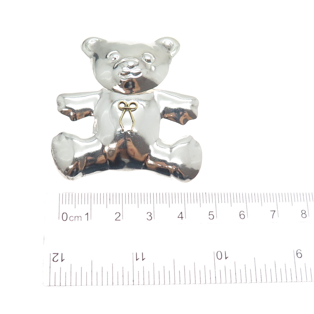 925 Sterling Silver 2-Tone Vintage Mexico Teddy Bear Pin Brooch