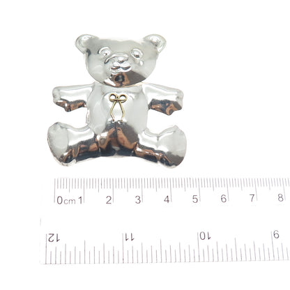 925 Sterling Silver 2-Tone Vintage Mexico Teddy Bear Pin Brooch