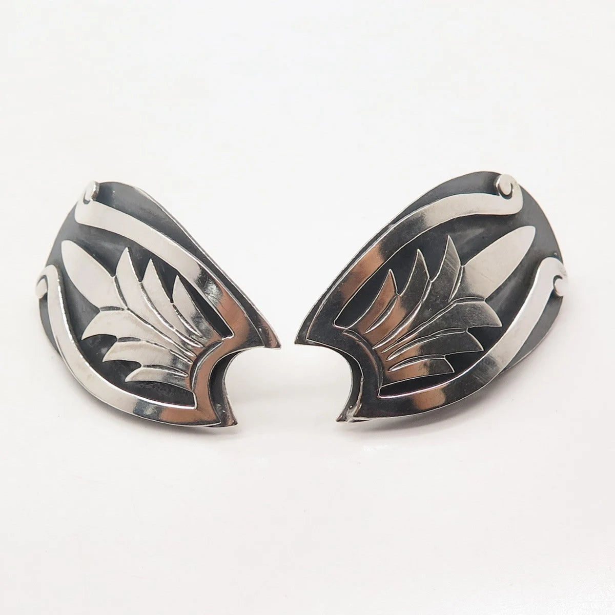 925 Sterling Silver Vintage Mexico Abstract Earrings