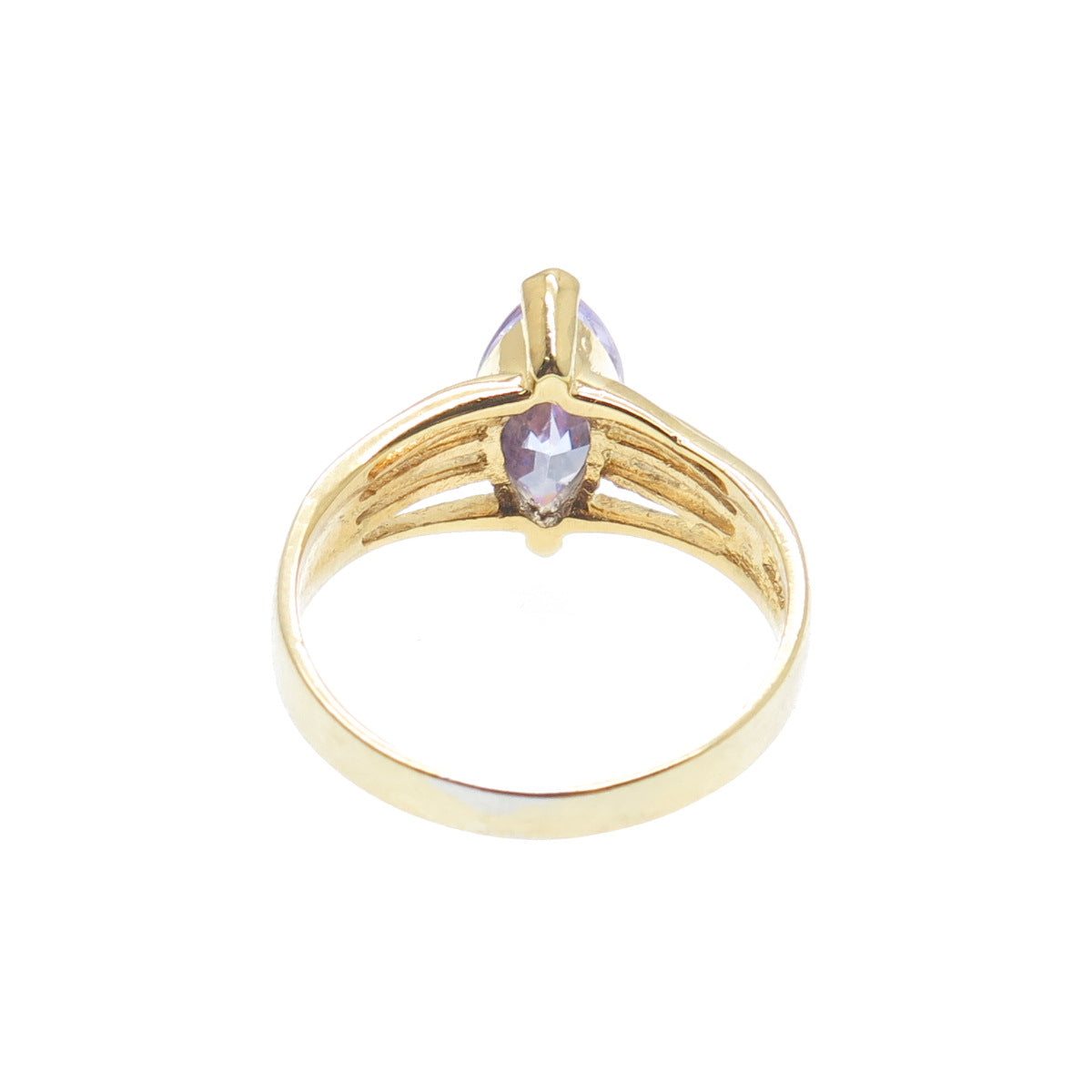 925 Sterling Silver Gold Plated Marquise-Cut Lavender C Z Ring Size 8