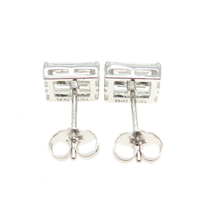 925 Sterling Silver Baguette-Cut C Z Stud Earrings