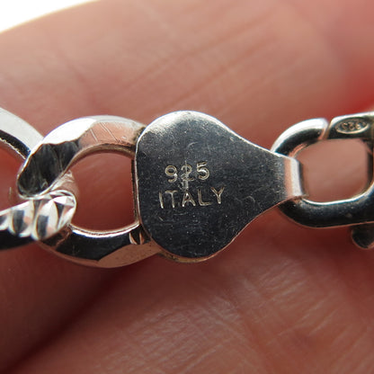 925 Sterling Silver Vintage Italy Diamond-Cut Curb Chain Necklace 24"