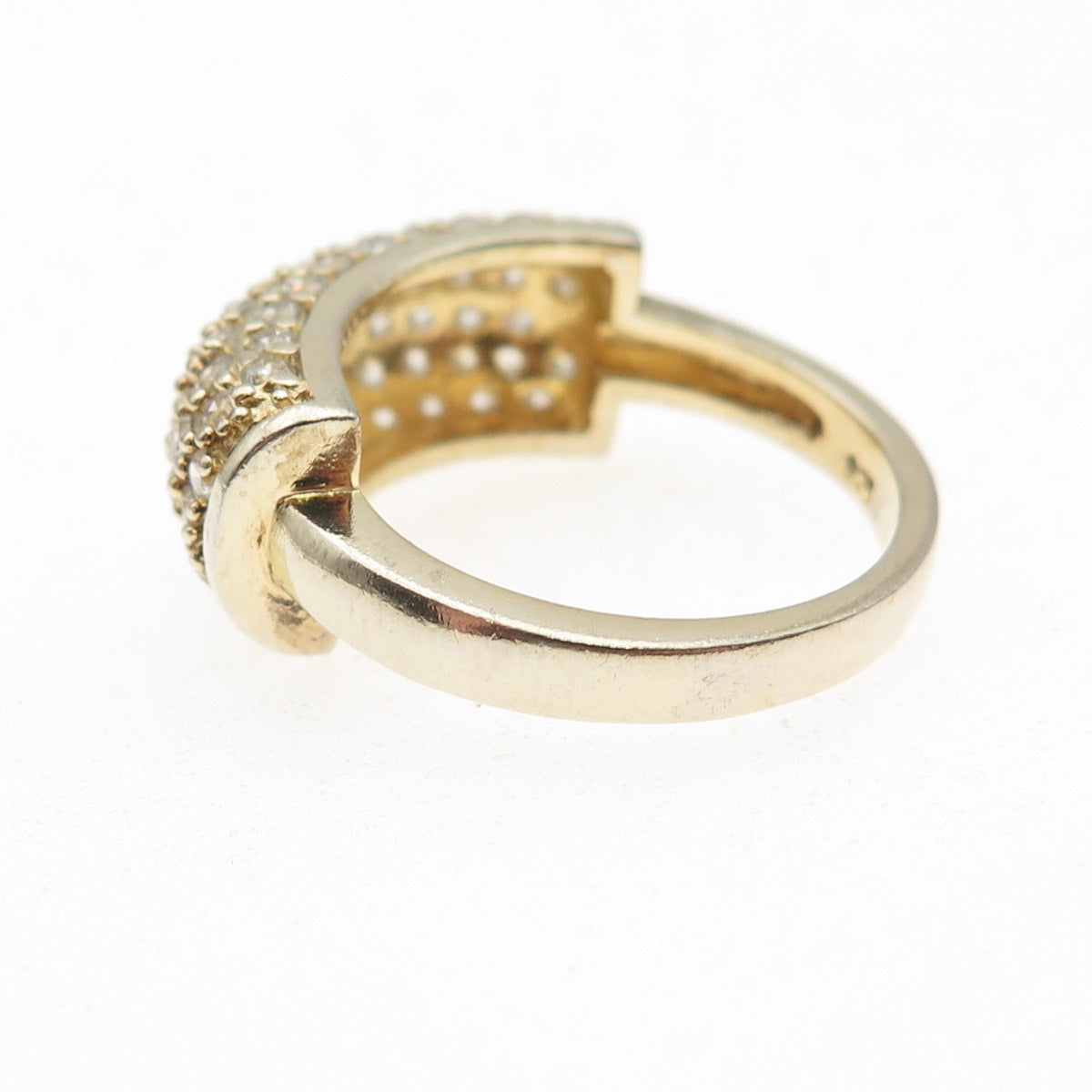 925 Sterling Silver Gold Plated Round-Cut C Z Sparkle Ring Size 7.25