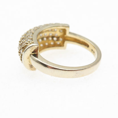 925 Sterling Silver Gold Plated Round-Cut C Z Sparkle Ring Size 7.25
