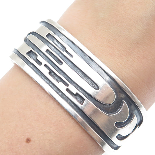 Old Pawn Hopi Sterling Silver Vintage Southwestern Adjustable Cuff Bracelet 6.5"