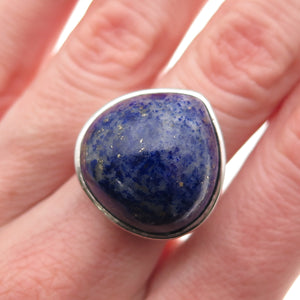 AIL Aluma 925 Sterling Silver Vintage Real Lapis Lazuli Modernist Ring Size 7