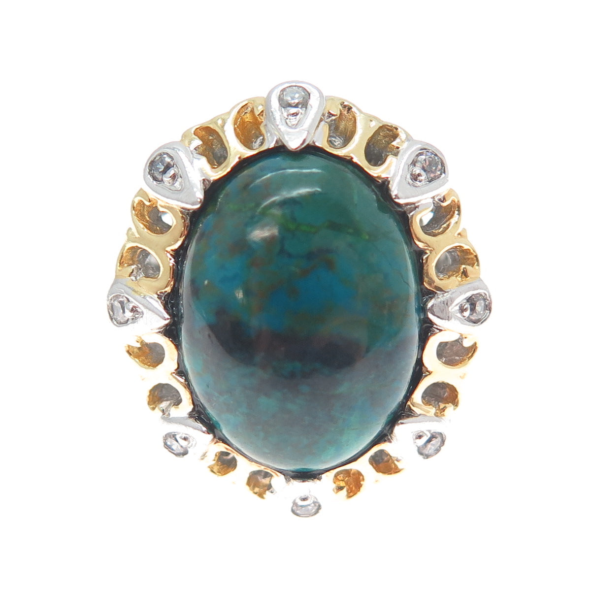MICHAEL VALITUTTI Gems En Vogue Sterling 2-Tone Chrysocolla & C Z Ring Size 7.25