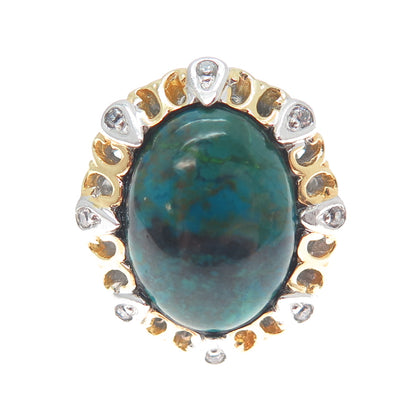 MICHAEL VALITUTTI Gems En Vogue Sterling 2-Tone Chrysocolla & C Z Ring Size 7.25