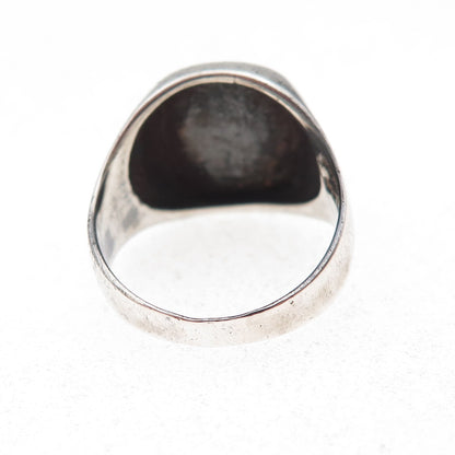 925 Sterling Silver Vintage Oxidized Signet Ring Size 7.25
