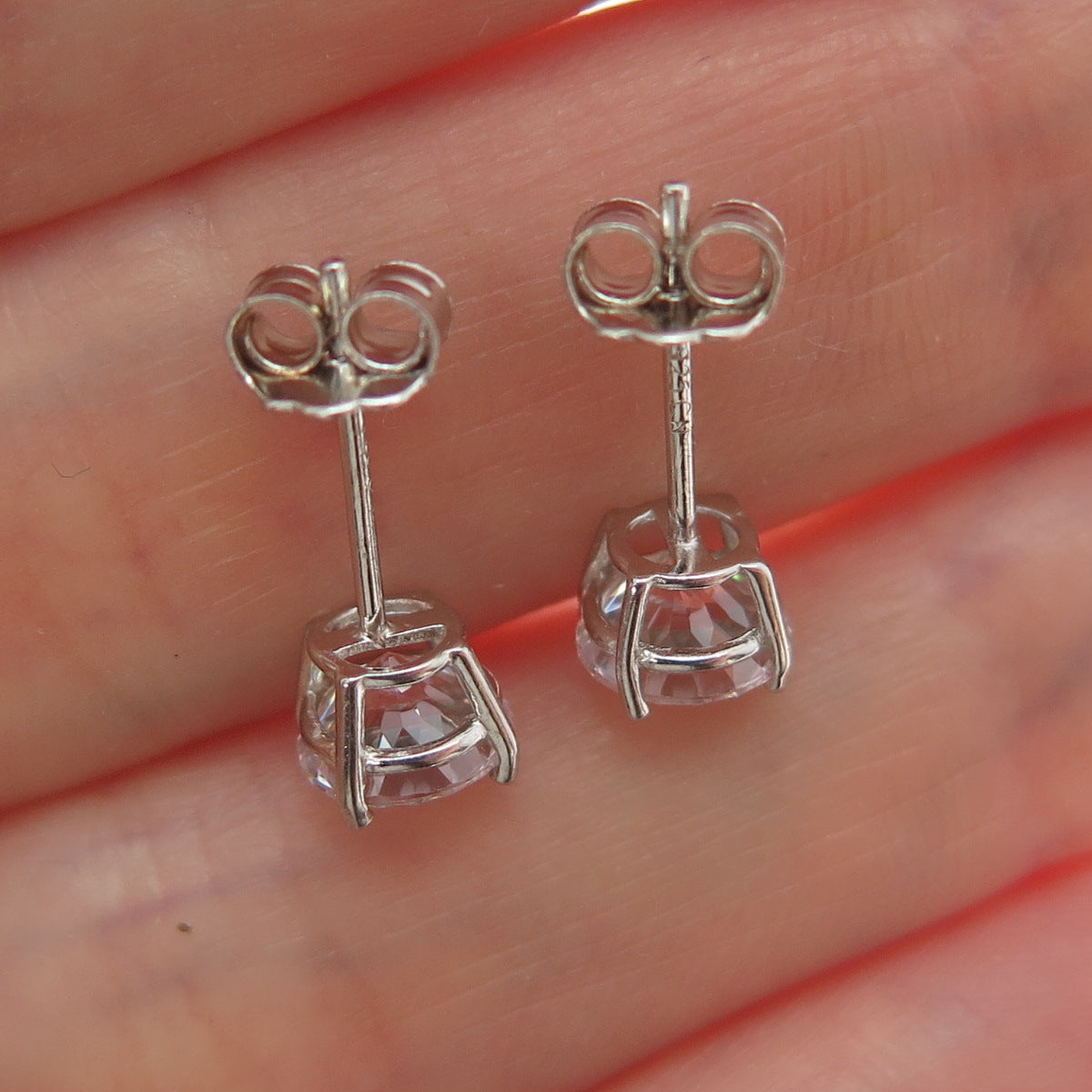 DBJ DEE BERKLE 925 Sterling Silver Round-Cut C Z Stud Earrings