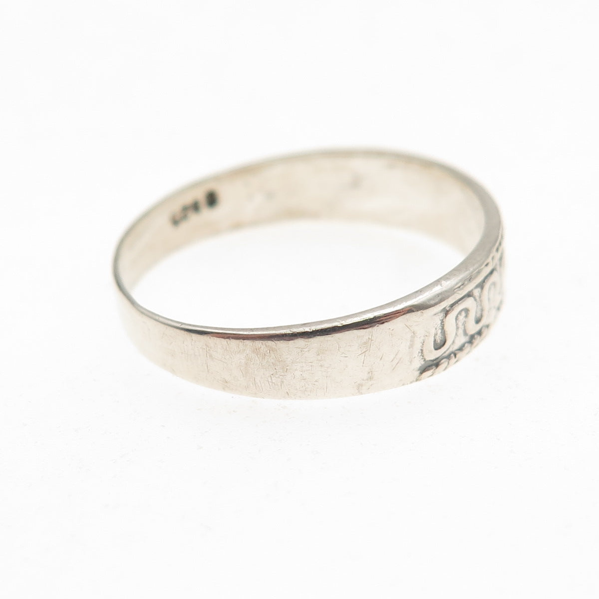 925 Sterling Silver Vintage Zig Zag Oxidized Band Ring Size 9