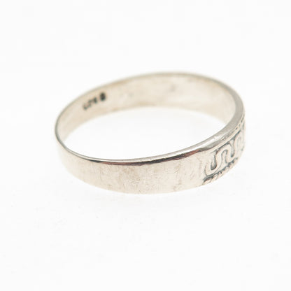 925 Sterling Silver Vintage Zig Zag Oxidized Band Ring Size 9